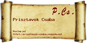 Prisztavok Csaba névjegykártya